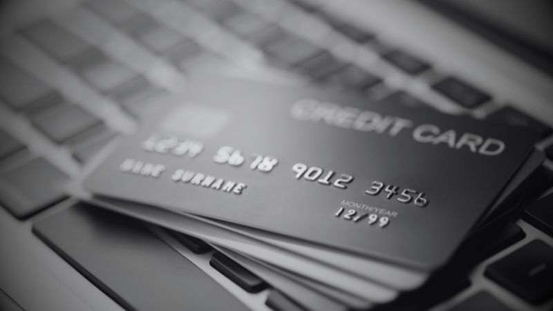 credit cards on a laptop
